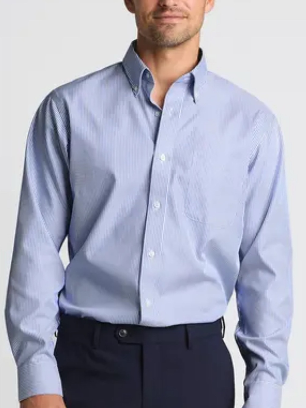 Men's Lands Supina cotton Classic Light Blue no wrinkle Dress Shirt xl tall